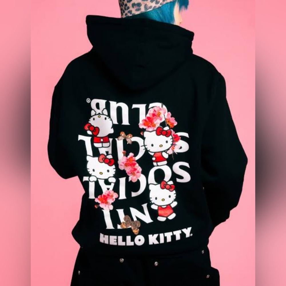 🌷Limited Edition Anti Social Social Club Black x Hello Kitty Hoodie🌷NWOT s:M